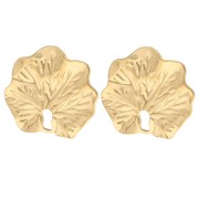 Oro 18 quilates - Pendientes de clip con diseño de hoja, 23 x 26 mm - Acero inoxidable 304 y 316 Dorado, x2 Pendientes de clip con diseño de hoja, 23 x 26 mm - Acero inoxidable 304 y 316 Dorado, x2