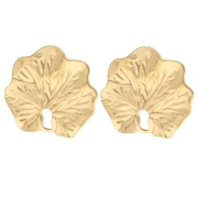 Pendientes de clip con diseño de hoja, 23 x 26 mm - Acero inoxidable 304 y 316 Dorado, x2