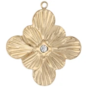 Colgante de flor con óxido de circonio, 24 x 26,5 mm - Acero inoxidable 304 Dorado x 1