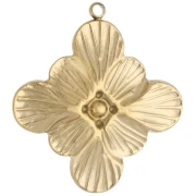 Colgante de flor con óxido de circonio, 24 x 26,5 mm - Acero inoxidable 304 Dorado x 1