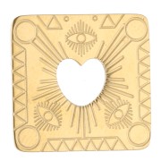 Entrepieza rectangular de 18 x 17,3 mm con corazón calado, acero inoxidable 316 Dorado x 1