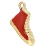 Dije de baloncesto 12 x 20 mm - Resina epoxi - Acero inoxidable 304 dorado - Rojo x1