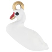 Dije de cisne 16 x 20 mm - Resina epoxi - Acero inoxidable 304 Dorado - Blanco x1