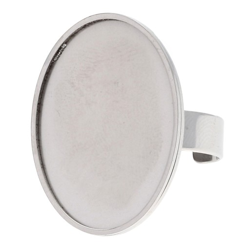 Anilla ajustable para cabujón de base plana de 25 x 18 mm - Acero inoxidable 304L x 1