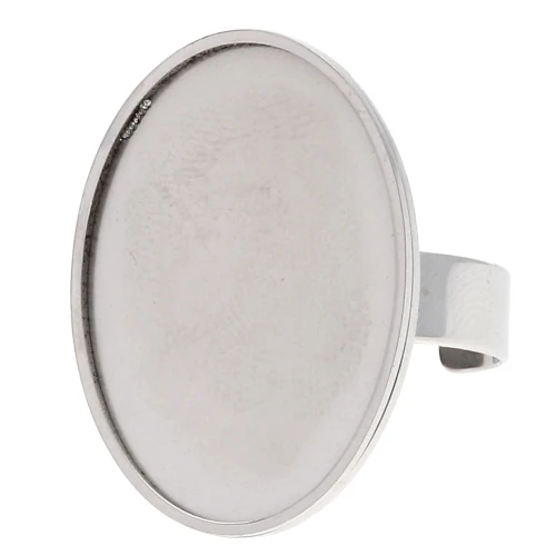 Anilla ajustable para cabujón de base plana de 25 x 18 mm - Acero inoxidable 304L x1