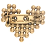 Broche en forma de corazón con bolitas, 18 x 20 mm - Acero inoxidable 304 Dorado x1