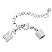 Cierre mosquetón de 9 mm + cadenita para cordón de 5 mm - Acero inoxidable 304 x1