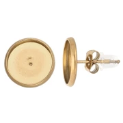Pendientes de clavo para cabujón plano de 10 mm - Acero inoxidable 303 Dorado x2