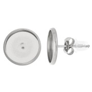 Pendientes de clavo para cabujón plano de 10 mm - Acero inoxidable 303 x2