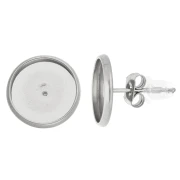 Pendientes de clavo para cabujón plano de 10 mm - Acero inoxidable 303 x2