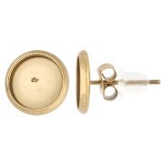 Pendientes de clavo para cabujón plano de 8 mm - Acero inoxidable 303 Dorado x2