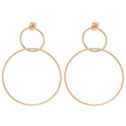 Pendientes de doble círculo, 47 x 35 mm - Acero inoxidable 304 Dorado (2 unidades)