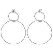 Pendientes de doble círculo, 47 x 35 mm - Acero inoxidable 304 x 2