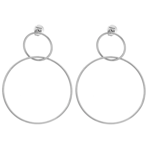 Pendientes de doble círculo, 47 x 35 mm - Acero inoxidable 304 x2