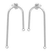 Pendientes de botón con puente asimétrico de 37 x 16 mm - Forma de U - Acero inoxidable 304 x 2