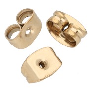 Oro 18 quilates - Empujadores - Empujadores para pendientes de clavo de 6 x 4,5 mm - Acero inoxidable 316 Dorado x 10 Empujadores - Empujadores para pendientes de clavo de 6 x 4,5 mm - Acero inoxidable 316 Dorado x 10