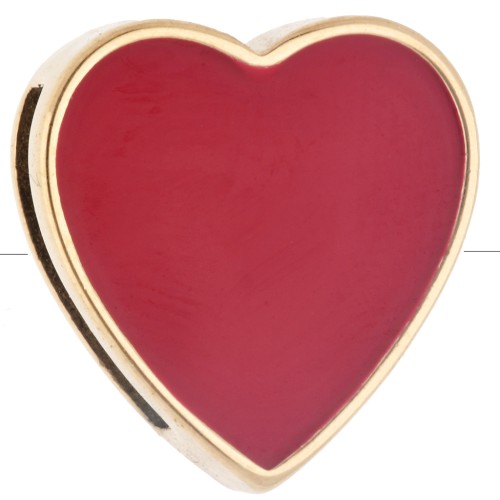 Cierre deslizante con forma de corazón de 14,5 x 14 mm para cordón de 10 mm - Acero inoxidable 304 Dorado - Rojo