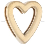 Botón deslizante con forma de corazón de 15 x 13 mm con pedrería para cordón de 10 mm - Acero inoxidable 304 Dorado