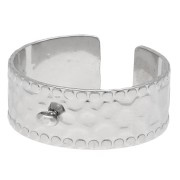 Anillo ancho martillado ajustable con aro cerrado - Tallas 53 a 60 - Acero inoxidable 304L x1