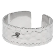 Anillo ancho martillado ajustable con aro cerrado - Tallas 53 a 60 - Acero inoxidable 304L x1