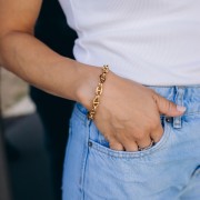Pulsera de malla marina de 8,2 mm - Acero inoxidable 304 Dorado x 17 cm