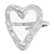 ninguno - Anillo ajustable con diseño de corazón calado y martillado, 19 x 16 mm - Tallas 53 a 56 - Acero inoxidable 316 Anillo ajustable con diseño de corazón calado y martillado, 19 x 16 mm - Tallas 53 a 56 - Acero inoxidable 316