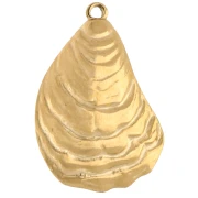 Colgante con forma de concha de mejillón, 32 x 23 mm - Acero inoxidable 304 Dorado x1