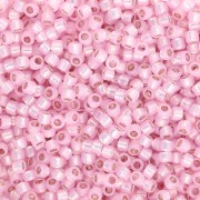 Cuentas Rocalla Toho Takumi LH 11/0 TAK11R-PF2105 - PF Milky Baby Pink con ribete plateado x8 g