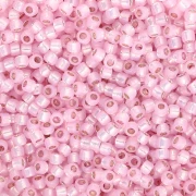 Cuentas Rocalla Toho Takumi LH 11/0 TAK11R-PF2105 - PF Milky Baby Pink con ribete plateado x8 g