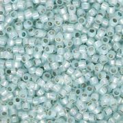 Cuentas Rocalla Toho Takumi LH 11/0 TAK11R-PF2116 - PF Milky Light Aqua con ribete plateado x8 g