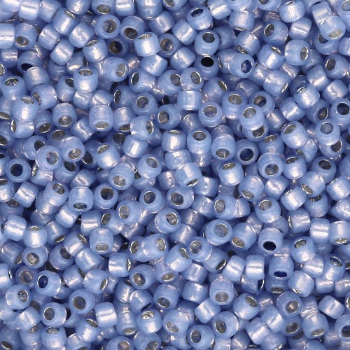 Cuentas Rocalla Toho Takumi LH 11/0 TAK11R-PF2123 - PF Milky Sapphire con ribete plateado x8 g