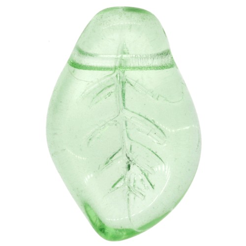 Cuentas de cristal en forma de hoja ondulada, 15 x 10 mm - Peridoto, x6
