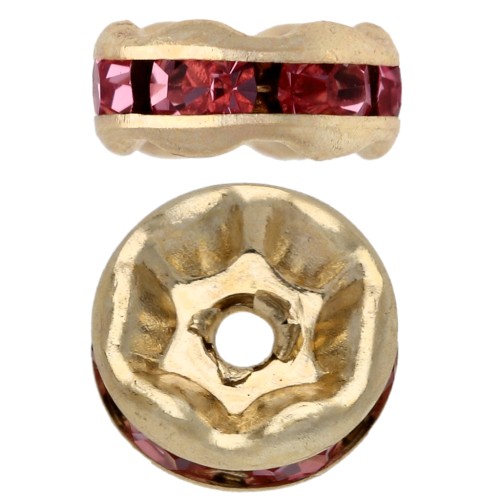 Arandelas con strass de 6 mm - Dorado - Light rose x4