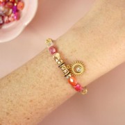 Arandelas con strass de 6 mm - Dorado - Light rose x4