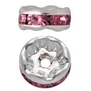 Plateado - Arandelas con strass de 6 mm - Plateadas - Light rose x4 Arandelas con strass de 6 mm - Plateadas - Light rose x4