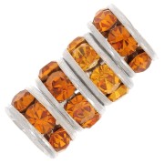 Arandelas con strass de 6 mm - Plateadas - Light rose x4