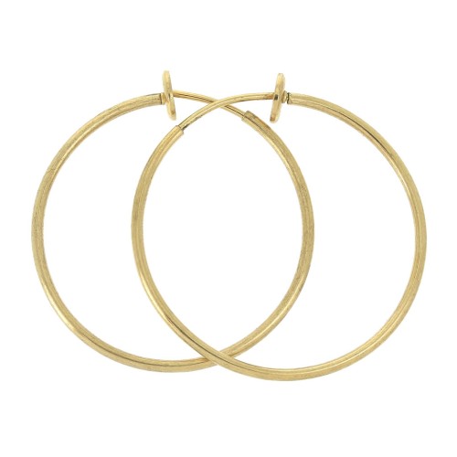 Pendientes de aro con cierre de clip - Para orejas sin perforar, 36,5 mm - Dorado x2