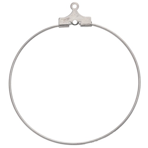 Soportes para pendientes de aro - Pendientes de aro para decorar de 35 mm con 1 agujero - Plateados x2