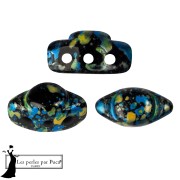 Jet - Cuentas de cristal Volos® de Puca® 4x8 mm - Esmalte azul y amarillo, 10 g Cuentas de cristal Volos® de Puca® 4x8 mm - Esmalte azul y amarillo, 10 g