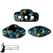 Cuentas de cristal Volos® de Puca® 4x8 mm - Esmalte azul y amarillo, 10 g