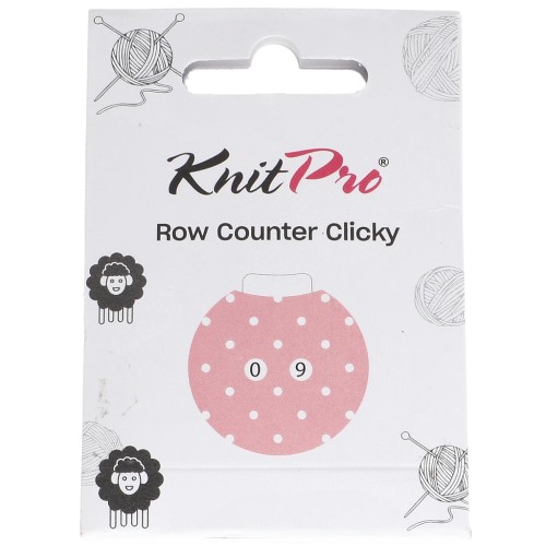 Contador de puntos manual Clicky de 4 cm - Knitpro - Rosa - Blanco x1