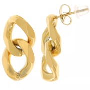 Regalo - Pendientes de malla tipo gourmette, 22 x 11 mm, Acero inoxidable 304L Dorado, 2 unidades