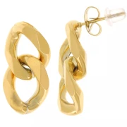 Regalo - Pendientes de malla tipo gourmette, 22 x 11 mm, Acero inoxidable 304L Dorado, 2 unidades