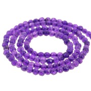 Cuentas redondas facetadas de 3,5 mm de piedra preciosa teñida - Jade violeta x 37 cm