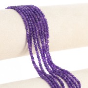 Cuentas redondas facetadas de 3,5 mm de piedra preciosa teñida - Jade violeta x 37 cm