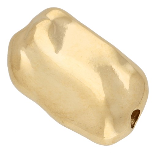 Cuenta rectangular plana irregular de 17,5 x 11 mm - Dorado en oro fino x1