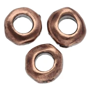 Cuentas arandalas irregulares de 5 mm - agujero grande - Color cobre envejecido x5