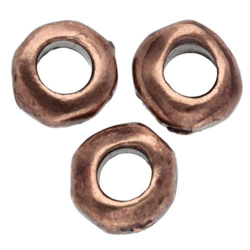 Cuentas arandalas irregulares de 5 mm - agujero grande - Color cobre envejecido x5