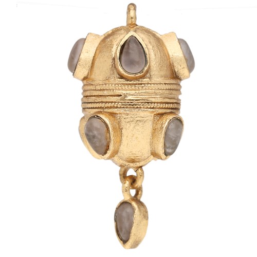 Colgante étnico de 33 x 17 mm con dije en forma de gota de piedra preciosa - Cuarzo rosa x1