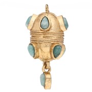 Amazonita - Colgante étnico de 33 x 17 mm con dije en forma de gota de piedra preciosa: amazonita x1 Colgante étnico de 33 x 17 mm con dije en forma de gota de piedra preciosa: amazonita x1